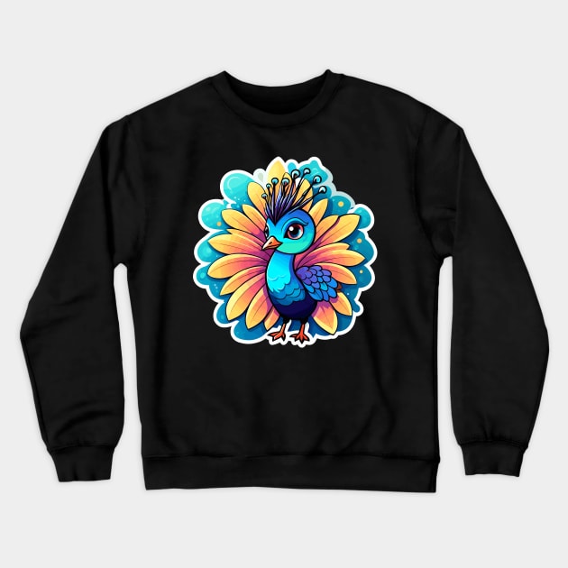 Peacock Bird Illustration Crewneck Sweatshirt by FluffigerSchuh